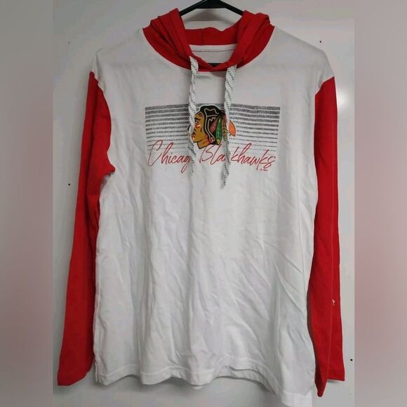 Womens Chicago Blackhawks lightweight 100% cotton Hoodie long sleeves top S NWT - Picture 2 of 13